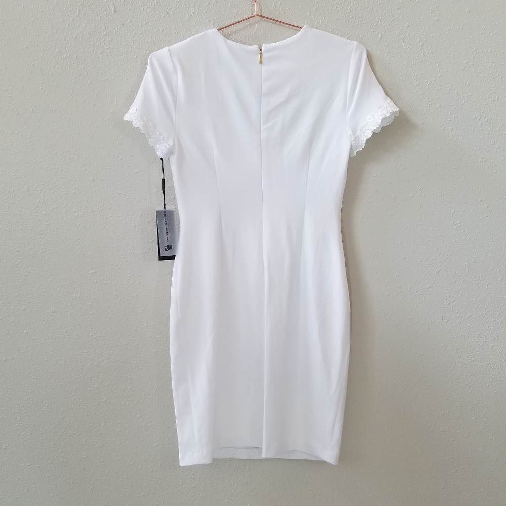 KARL LAGERFELD PARIS White Lace Trim Dress Size 6 - Picture 10 of 10